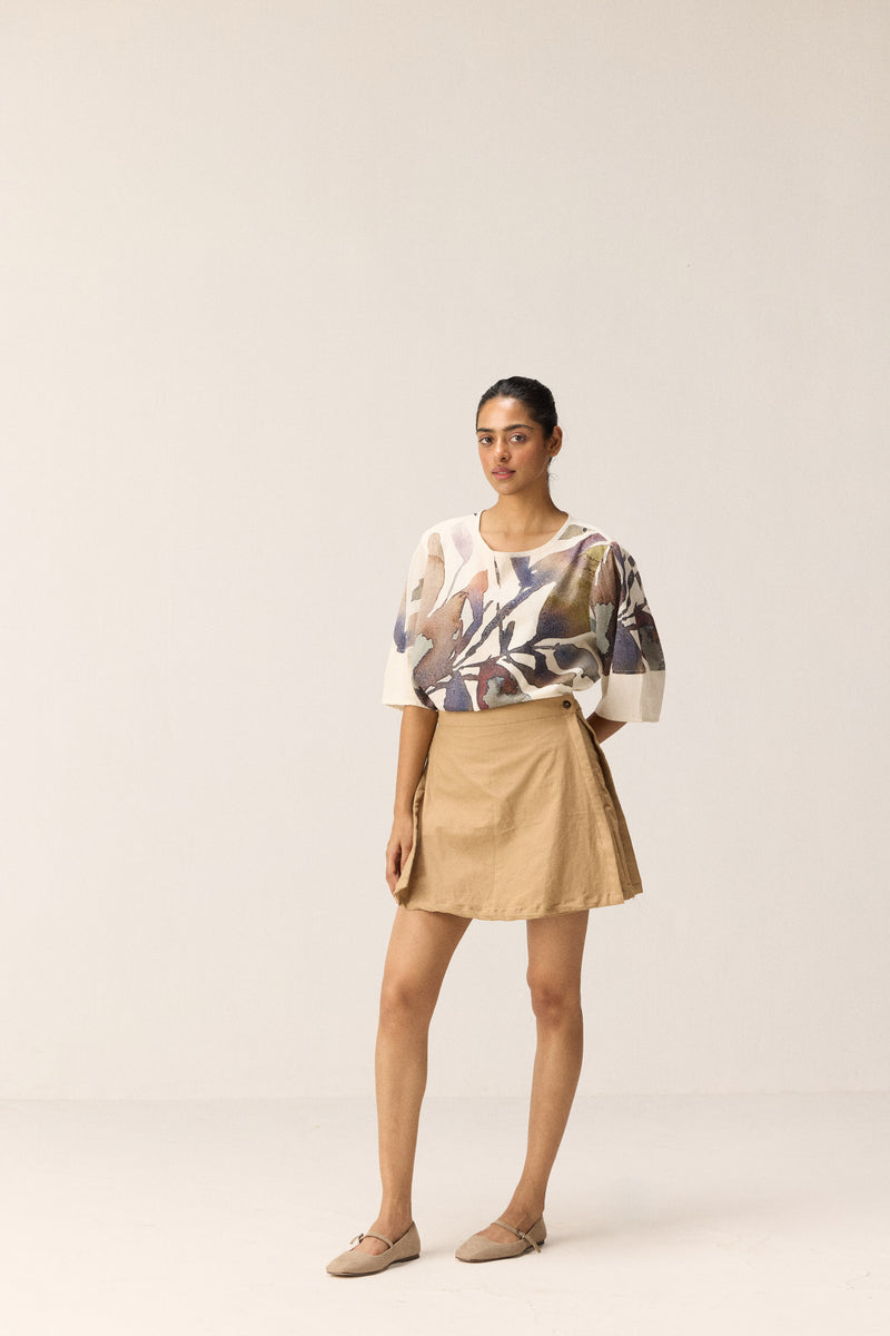 Clay Skorts oxford by Khara Kapas in beige for women in Singapore