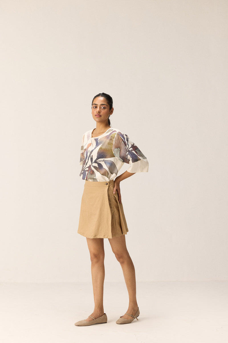 Clay Skorts oxford by Khara Kapas in beige for women in Singapore