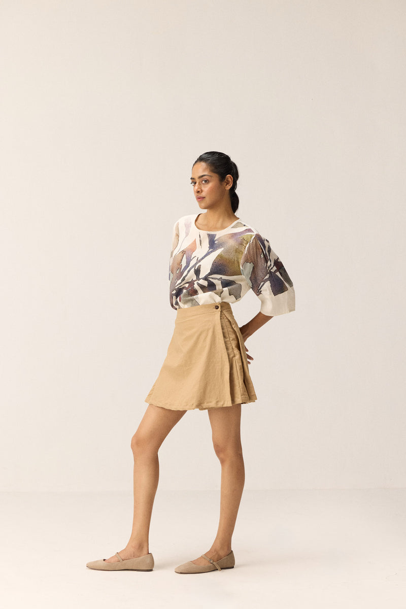 Clay Skorts oxford by Khara Kapas in beige for women in Singapore
