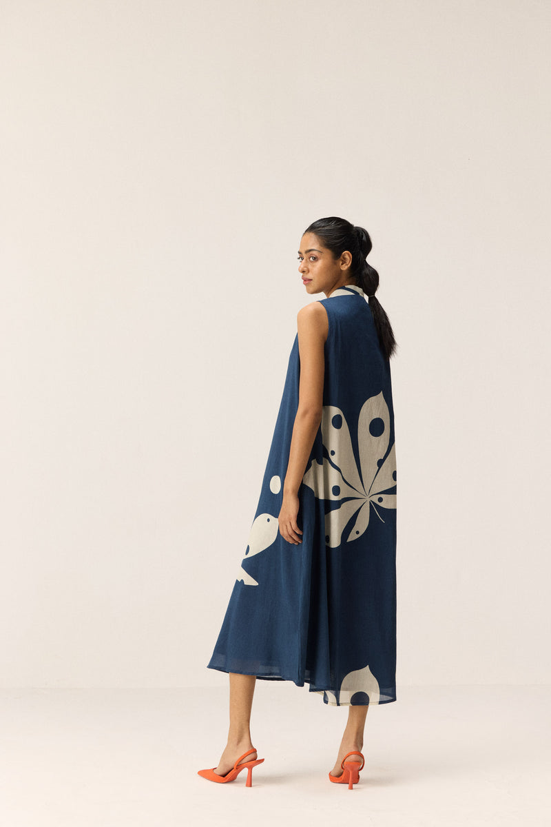 Dust storm Dress cotton by Khara Kapas in blue for women in Singapore