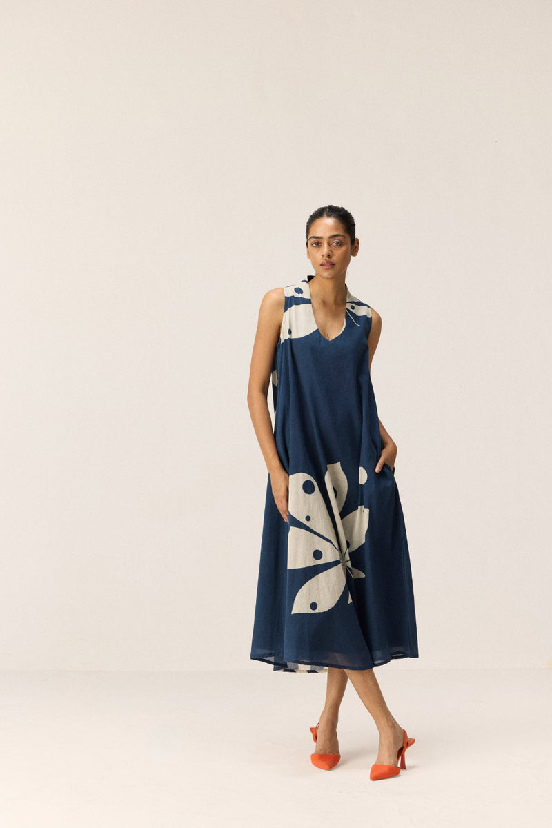 Dust storm Dress cotton by Khara Kapas in blue for women in Singapore