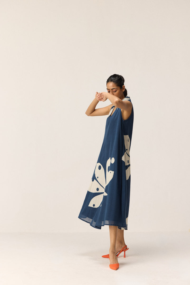Dust storm Dress cotton by Khara Kapas in blue for women in Singapore