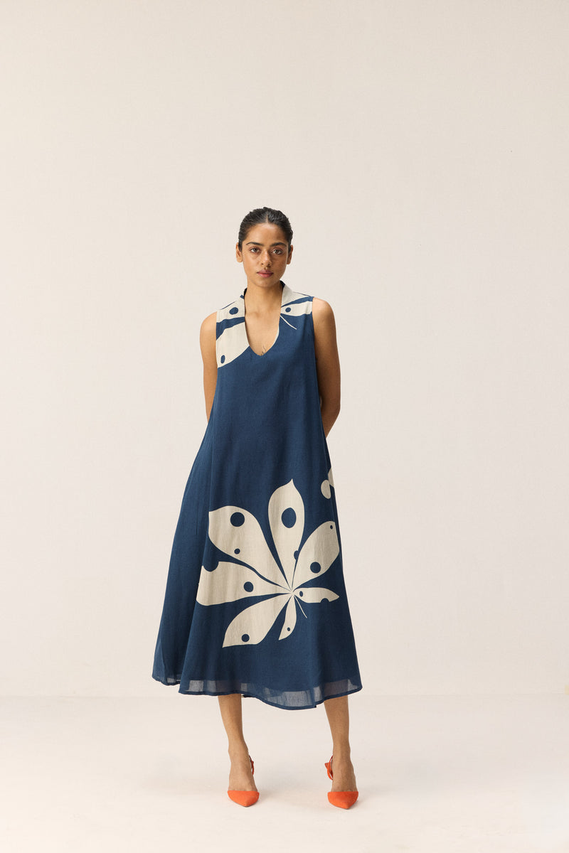 Dust storm Dress cotton by Khara Kapas in blue for women in Singapore