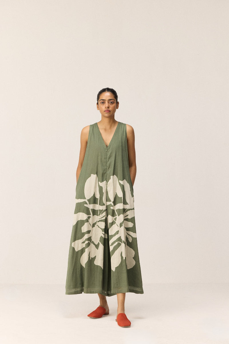 Sage Trail Jumpsuit cotton by Khara Kapas in green for women in Singapore