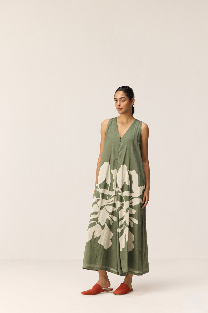 Sage Trail Jumpsuit cotton by Khara Kapas in green for women in Singapore