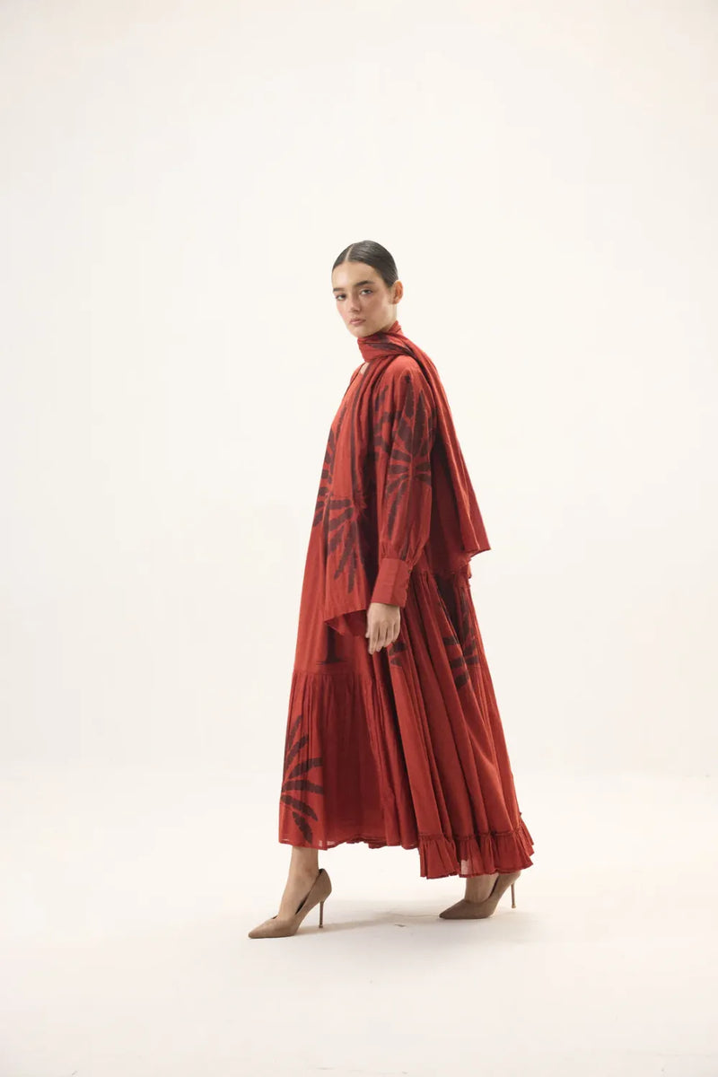 Faedra set mulmul by Khara Kapas in red for women in Singapore