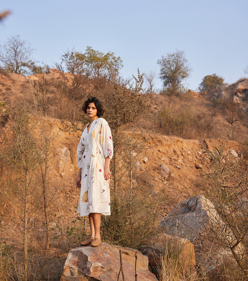 Aangan Dress cotton by Khara Kapas in white for women in Singapore