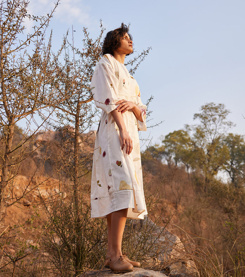 Aangan Dress cotton by Khara Kapas in white for women in Singapore