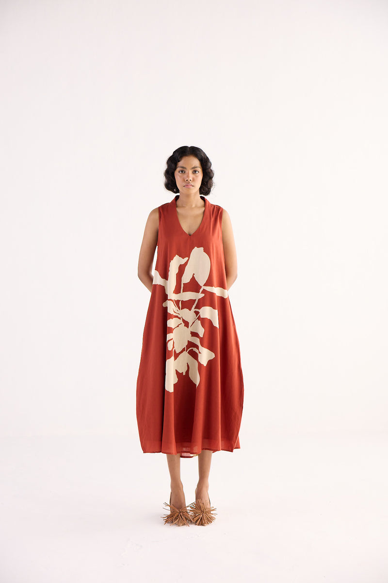 REDWOOD GARDEN DRESS cotton by Khara Kapas in red for women in Singapore