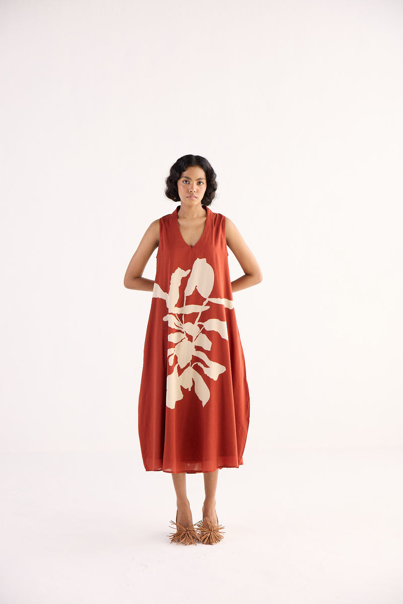 REDWOOD GARDEN DRESS cotton by Khara Kapas in red for women in Singapore