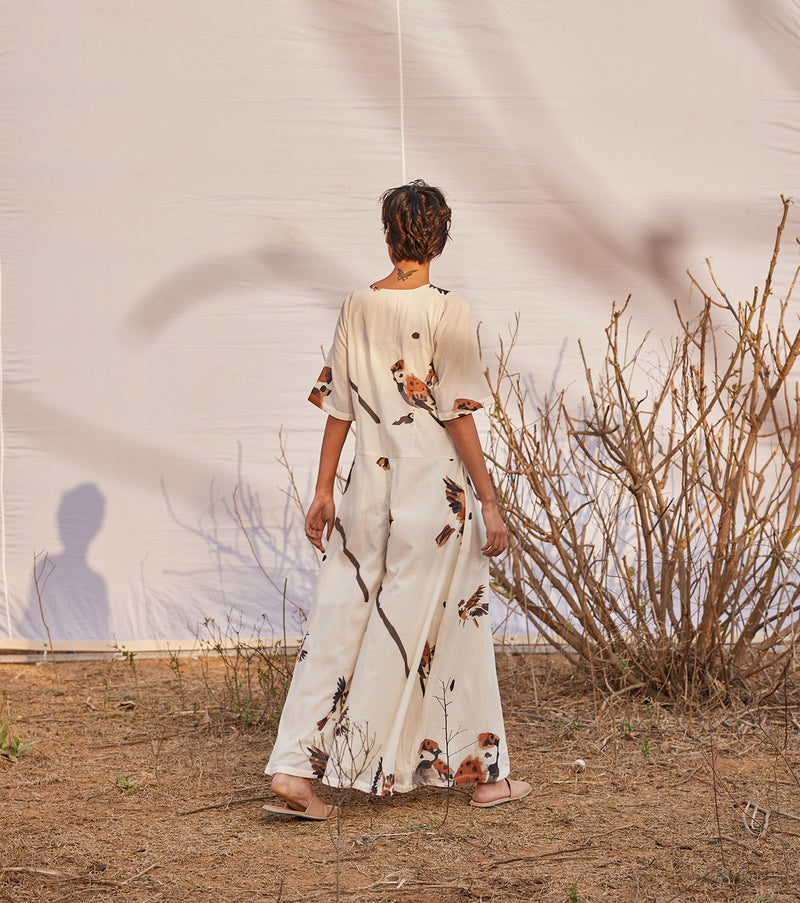 Ghironi Jumpsuit cotton by Khara Kapas in white for women in Singapore