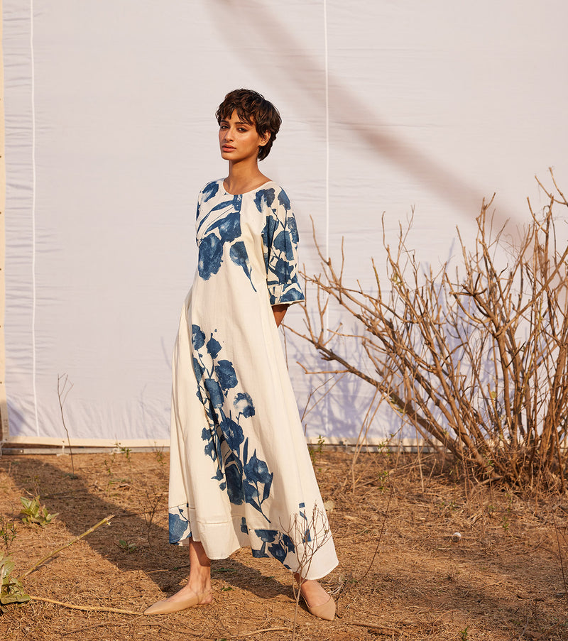 Blue Bliss cotton by Khara Kapas in white for women in Singapore