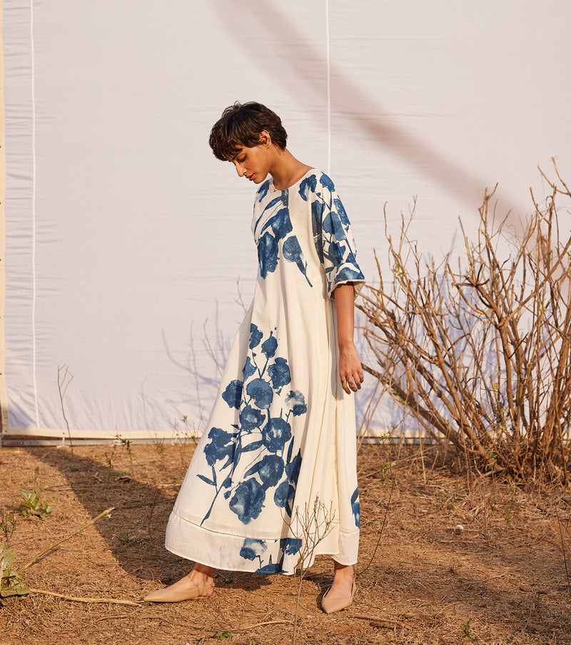 Blue Bliss cotton by Khara Kapas in white for women in Singapore