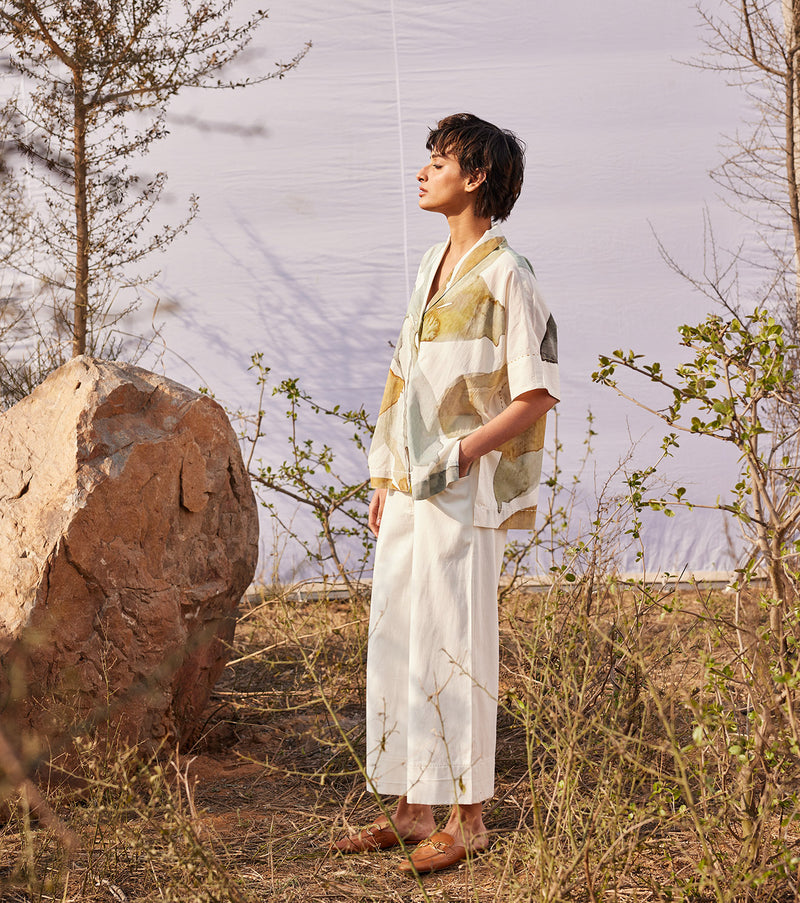 Verdure shirt cotton by Khara Kapas in white for women in Singapore