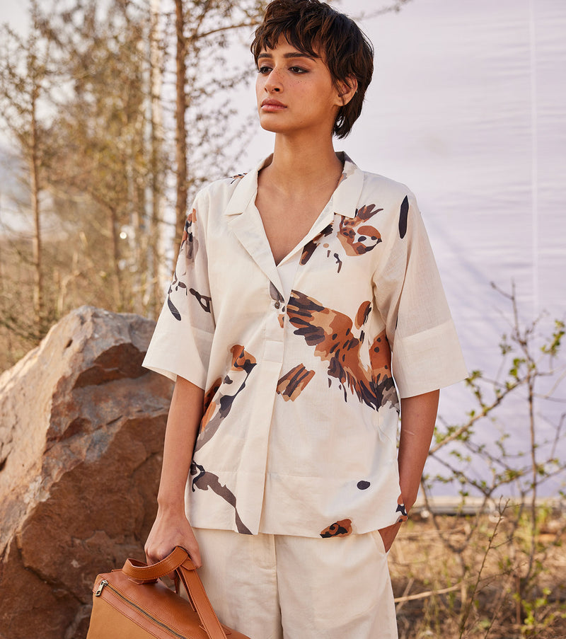 Chidiya Top cotton by Khara Kapas in white for women in Singapore