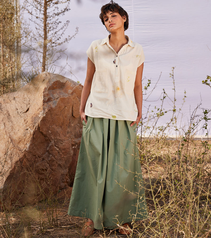 Swiss shirt by Khara Kapas in white for women in Singapore