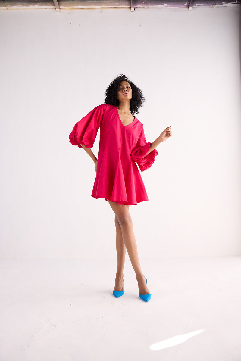 FLAMINGO BLAZE DRESS poplin by Khara Kapas in pink for women in Singapore