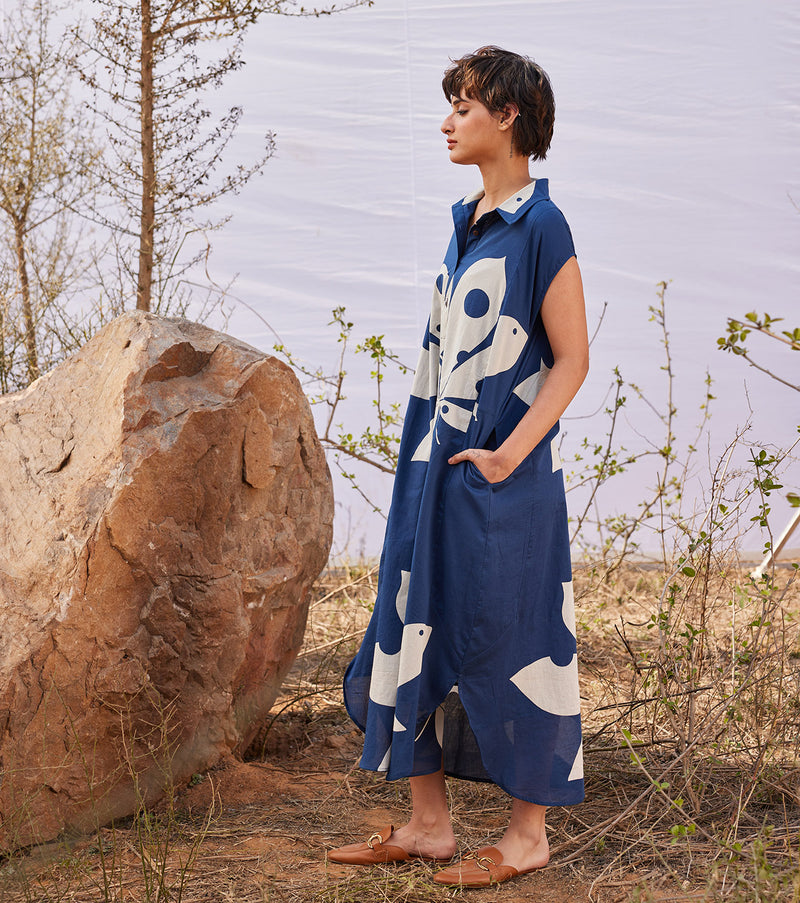 Azalea cotton by Khara Kapas in blue for women in Singapore