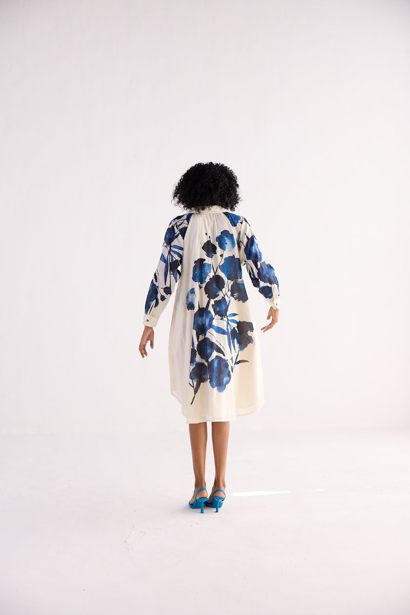 BLUE ORCHID SHIRT DRESS cotton by Khara Kapas for women in Singapore