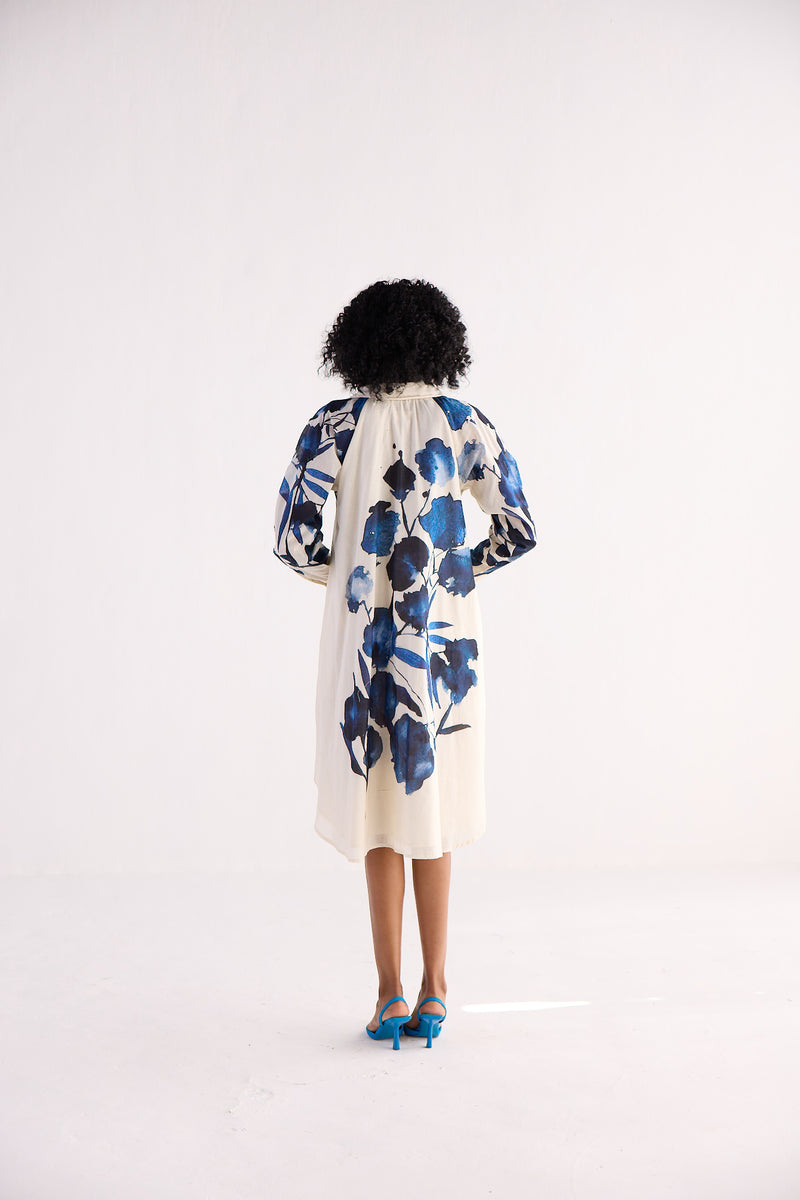 BLUE ORCHID SHIRT DRESS cotton by Khara Kapas for women in Singapore