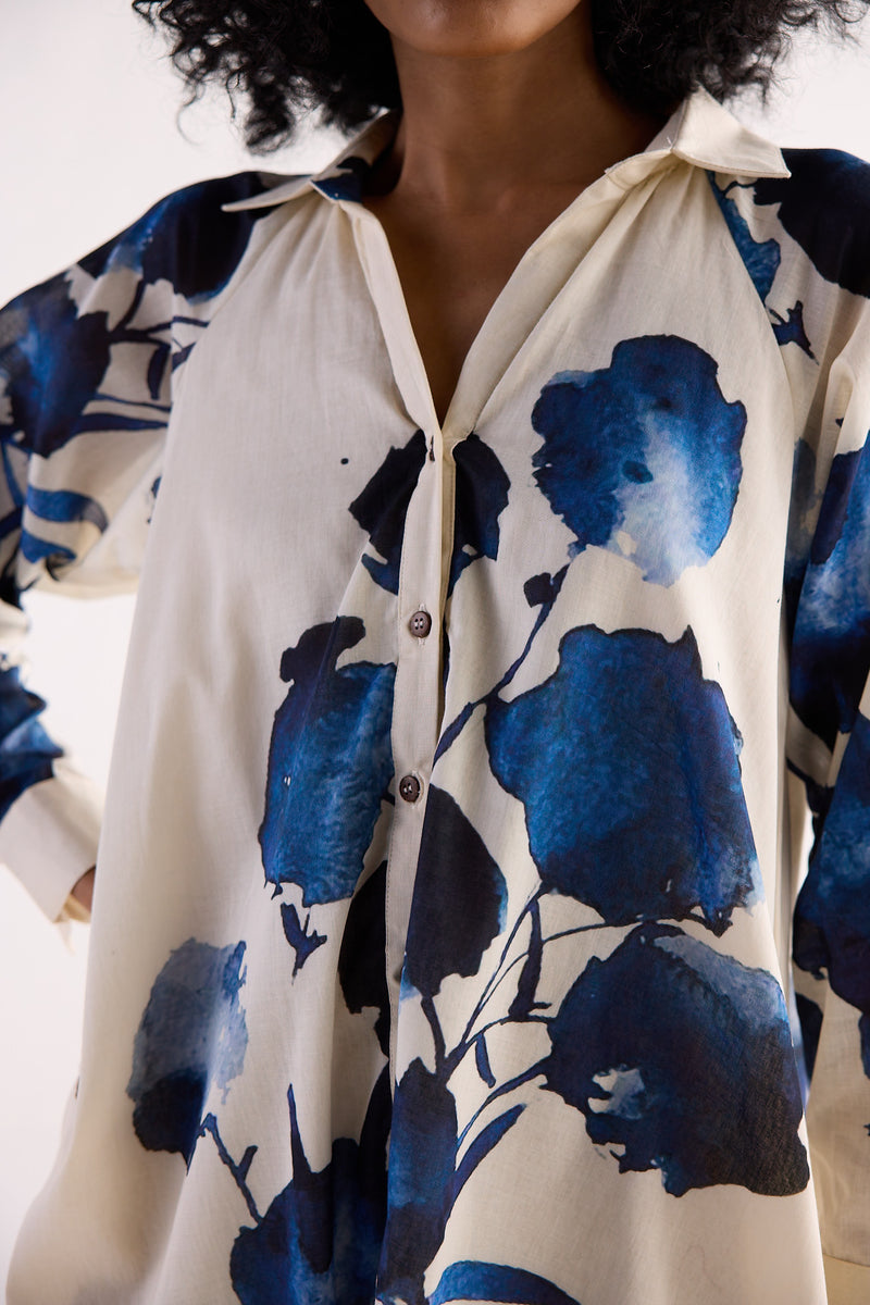 BLUE ORCHID SHIRT DRESS cotton by Khara Kapas for women in Singapore