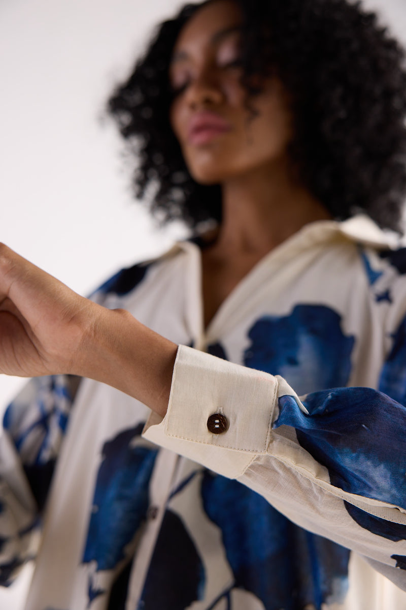BLUE ORCHID SHIRT DRESS cotton by Khara Kapas for women in Singapore