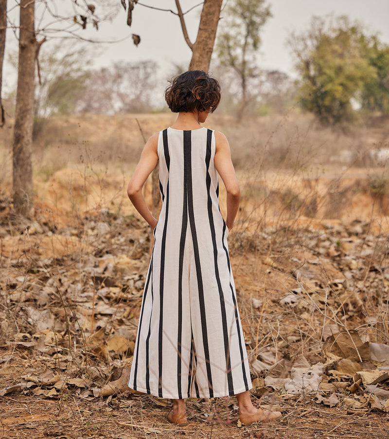 Patio Jumpsuit cotton by Khara Kapas in white for women in Singapore