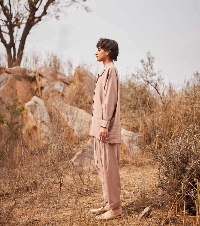 Dune shirt by Khara Kapas in brown for women in Singapore
