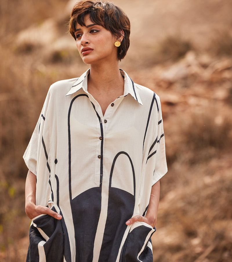 Agave Kaftan cotton by Khara Kapas in white for women in Singapore