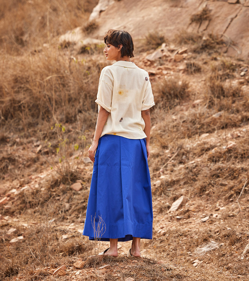 Tez Neela skirt by Khara Kapas in blue for women in Singapore