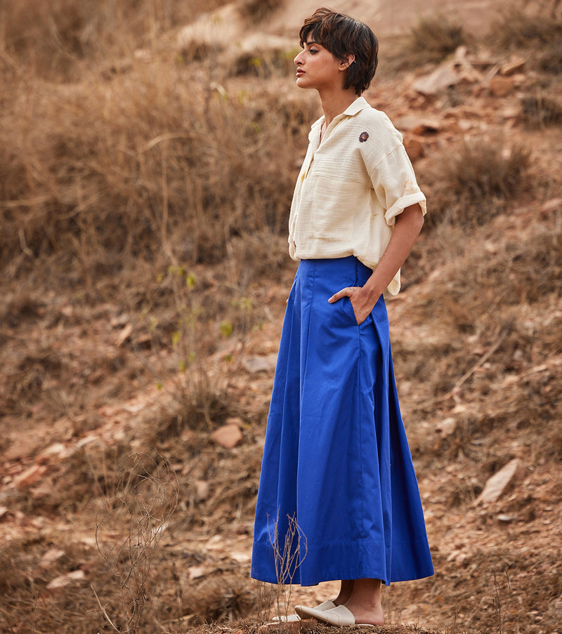 Tez Neela skirt by Khara Kapas in blue for women in Singapore