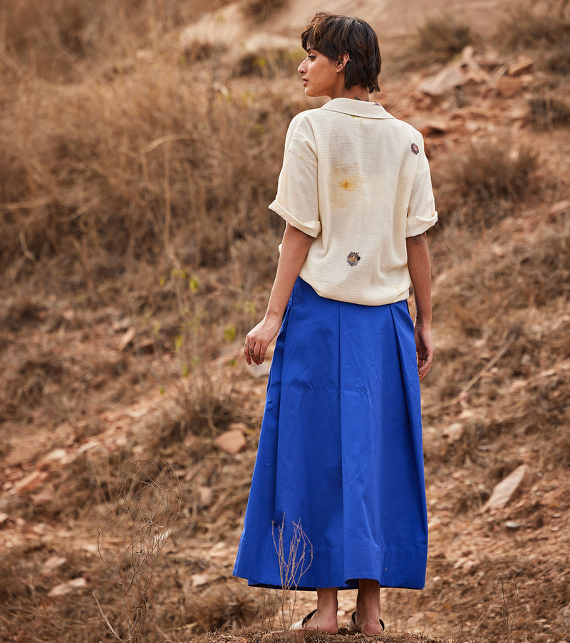 Tez Neela skirt by Khara Kapas in blue for women in Singapore