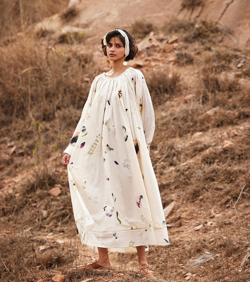 Gul Dress cotton by Khara Kapas in white for women in Singapore