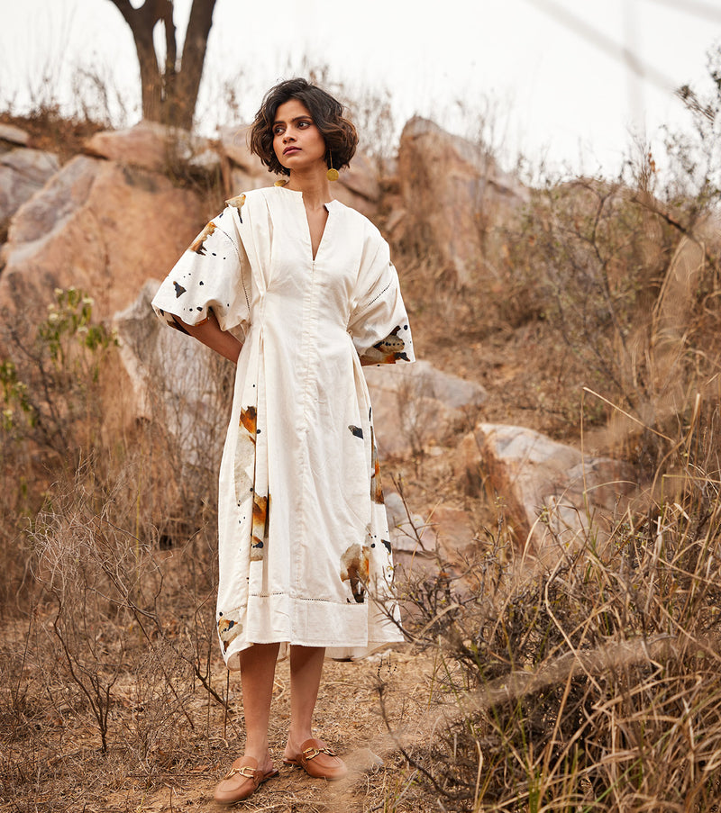 Bahariya Dress cotton by Khara Kapas in white for women in Singapore