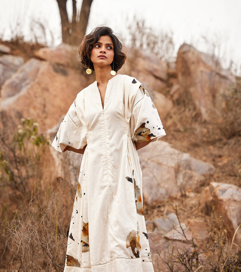 Bahariya Dress cotton by Khara Kapas in white for women in Singapore