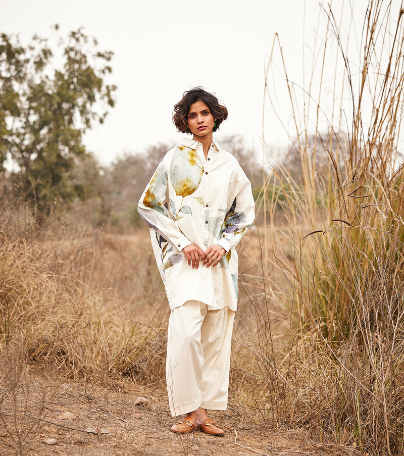 Shuchi Salwar pants cotton by Khara Kapas in white for women in Singapore