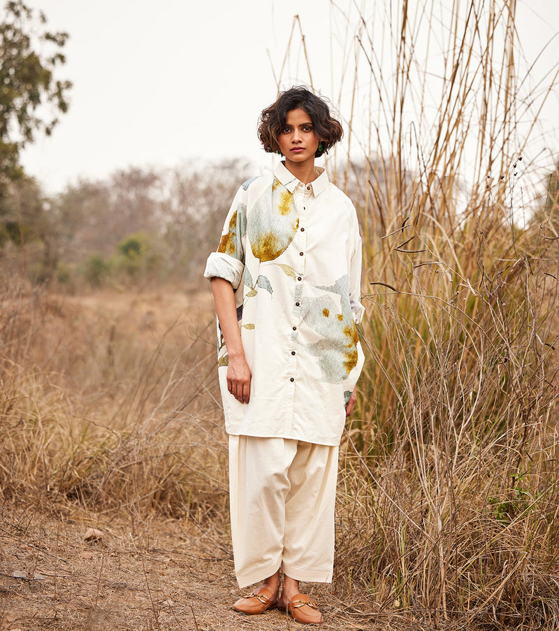 Shuchi Salwar pants cotton by Khara Kapas in white for women in Singapore