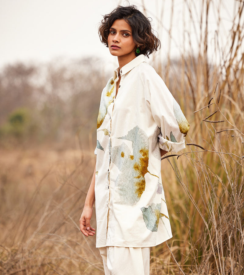 Pahadi shirt cotton by Khara Kapas in white for women in Singapore