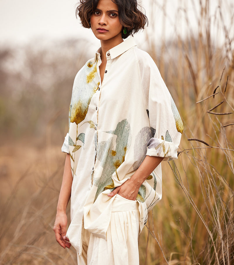 Pahadi shirt cotton by Khara Kapas in white for women in Singapore