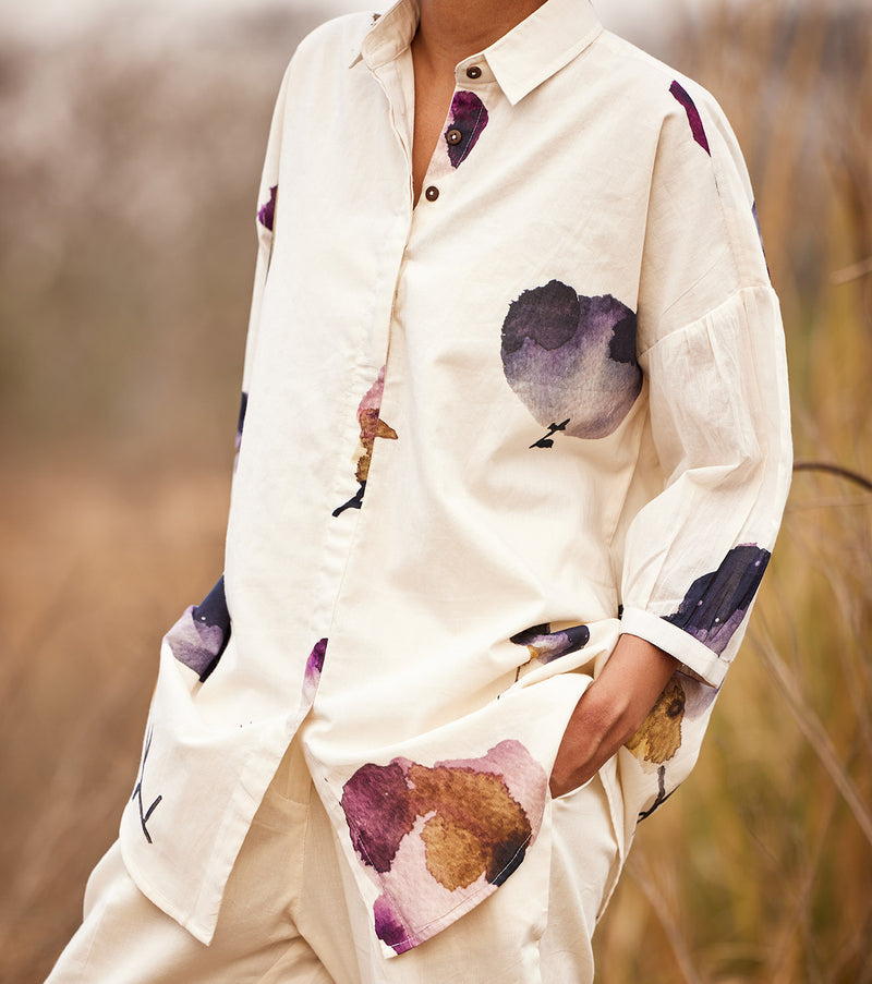 Cascade fling Shirt cotton by Khara Kapas in white for women in Singapore