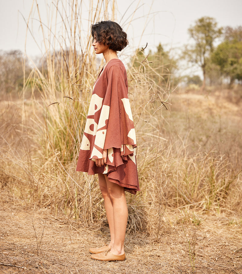 Groove Dress by Khara Kapas in brown for women in Singapore