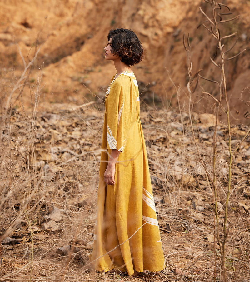 Sahara Dress cotton by Khara Kapas in yellow for women in Singapore