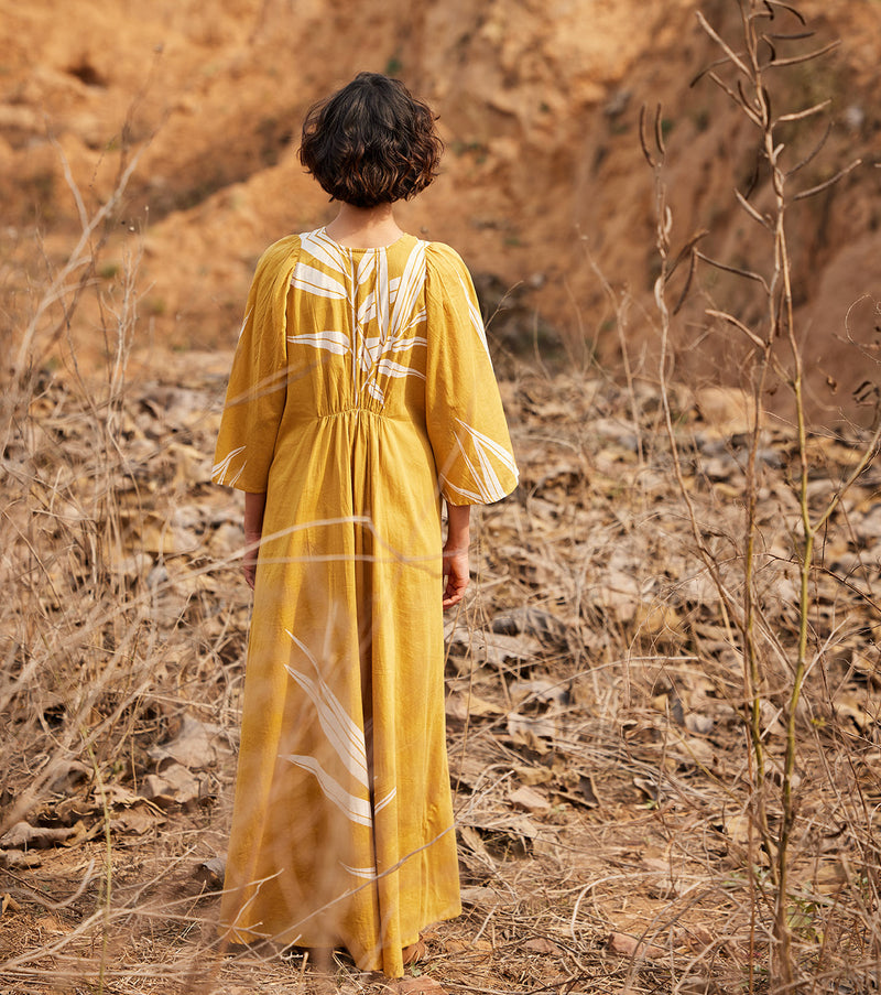 Sahara Dress cotton by Khara Kapas in yellow for women in Singapore