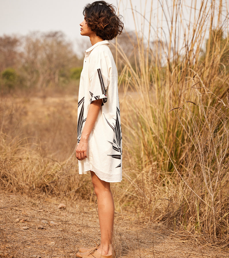 Eclat shirt dress cotton by Khara Kapas in white for women in Singapore