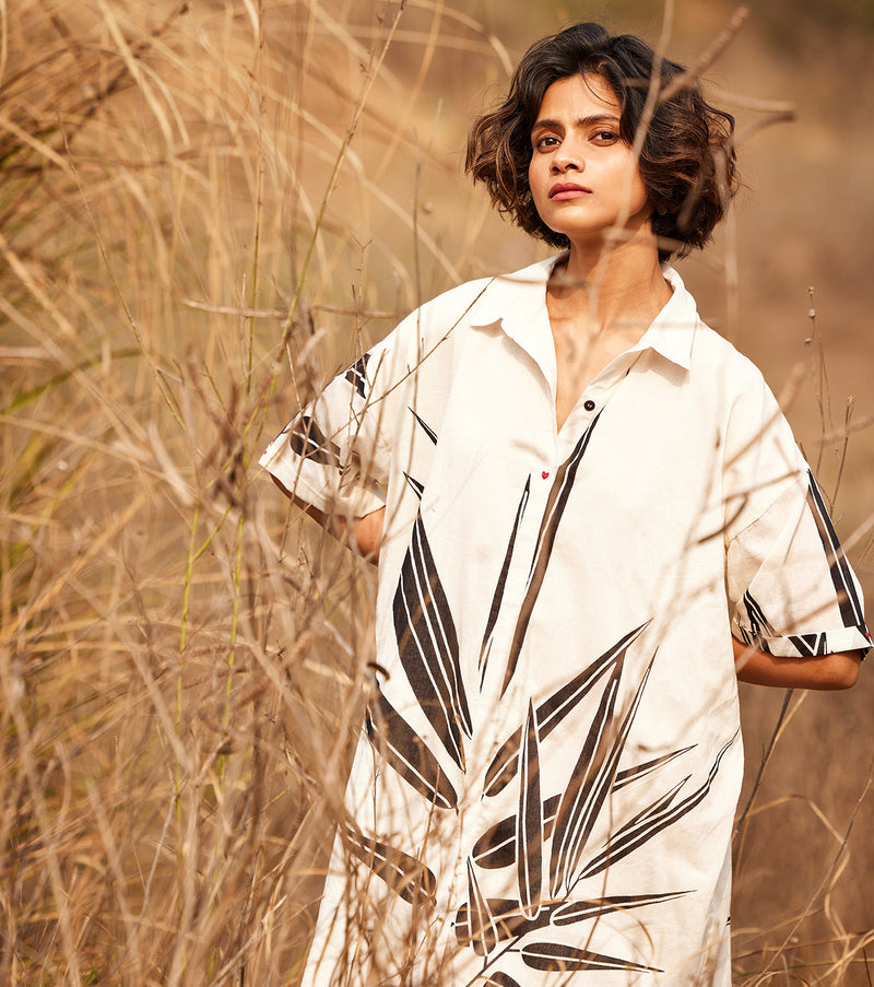 Eclat shirt dress cotton by Khara Kapas in white for women in Singapore