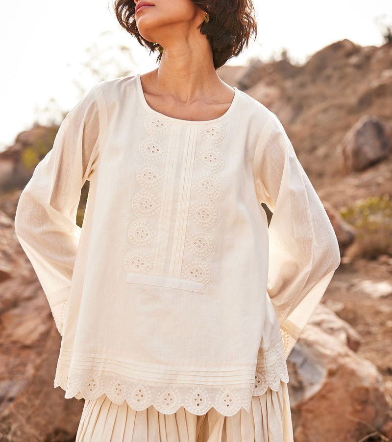 Shuchi co ord set cotton by Khara Kapas in white for women in Singapore