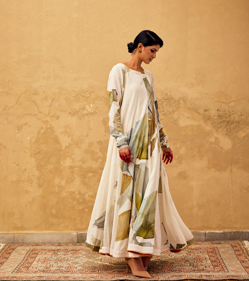 Roshan Dress cotton by Khara Kapas in white for women in Singapore