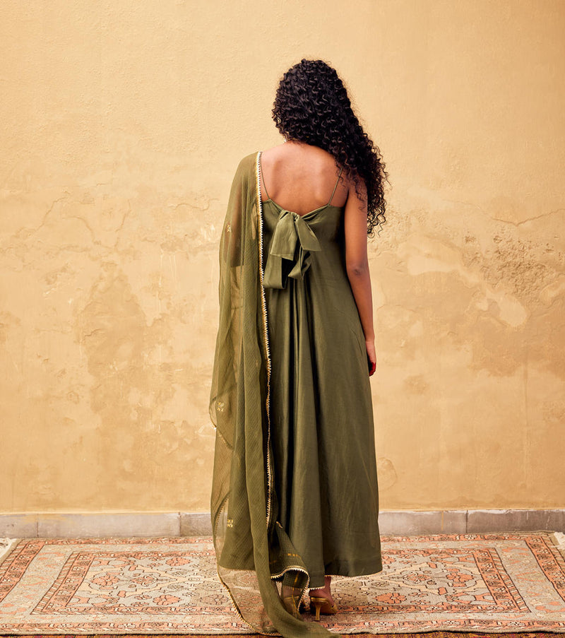 Mehndi Dupatta cotton by Khara Kapas in green for women in Singapore