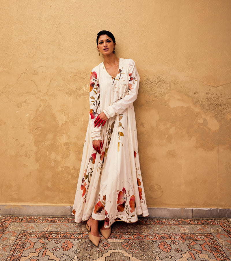 Feroza Dress cotton by Khara Kapas in white for women in Singapore