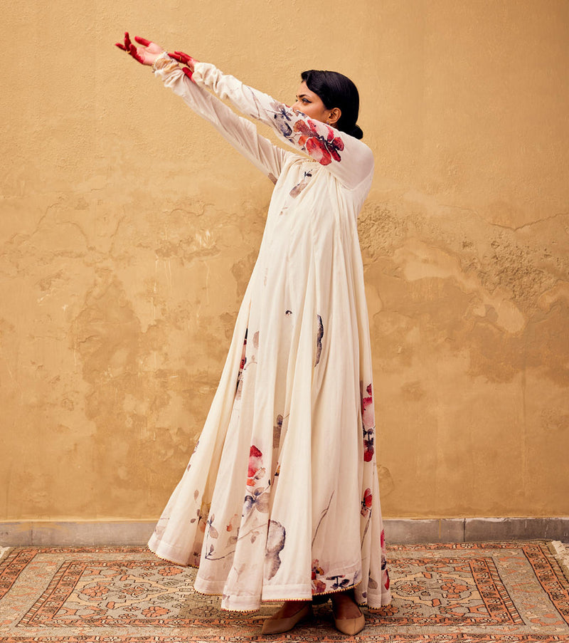 Gulbahar Dress cotton by Khara Kapas in white for women in Singapore